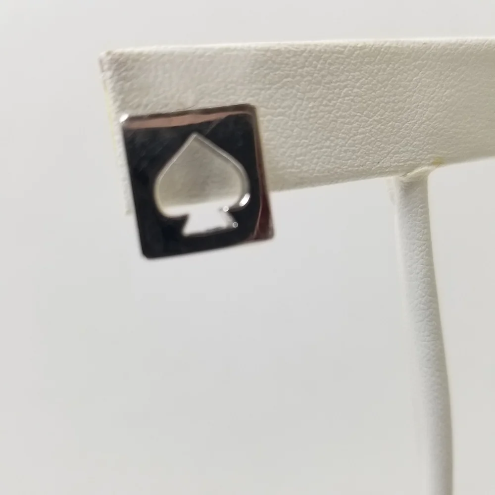 Kate Spade Logo Cutout Stud Earrings Silver Tone Small Designer Jewelry